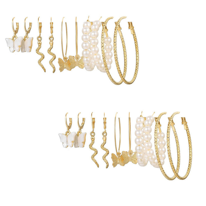 Combo of 10 Pair Enamelled Gold Plated Pearl Hoop, Drop, Hoop and Studs Earrings