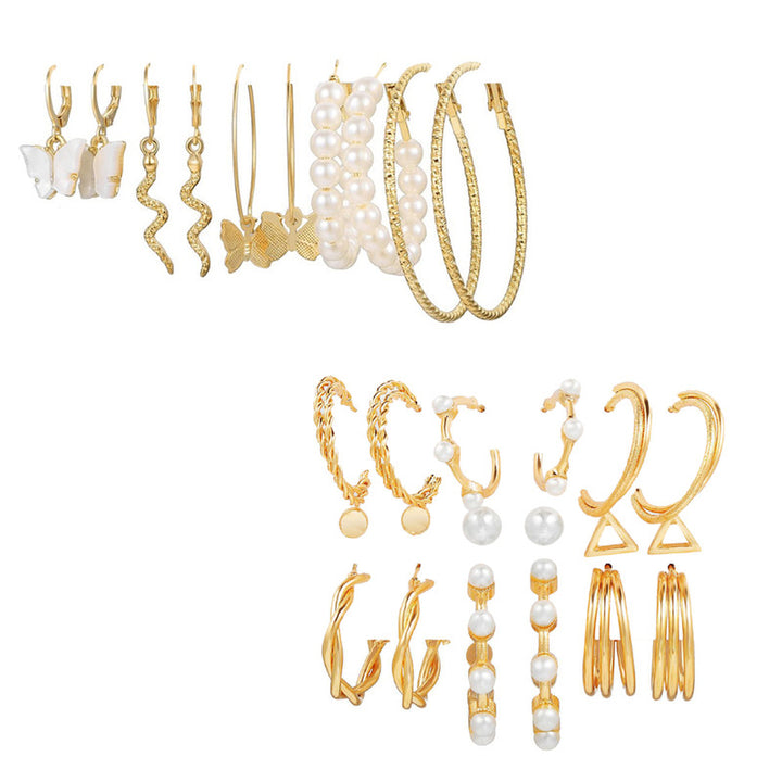 Combo of 14 Pair Gorgeous Gold Plated Hoop and Studs Earrings
