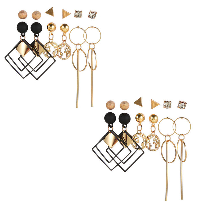 Combo of 12 Pair Lavish Gold Plated Studs and Hoop Earrings