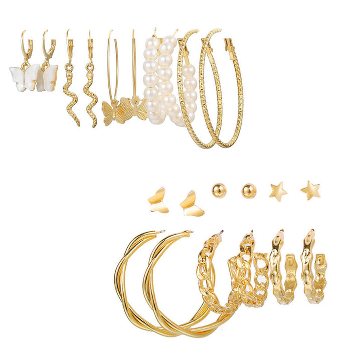 Combo of 11 Pair Pretty Gold Plated Cross hoop, Hoop and Studs Earrings