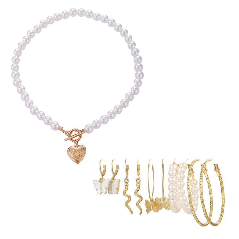 Bracelet Pearl Set Online Amazon Combo Of Pearl Heart Pendant With