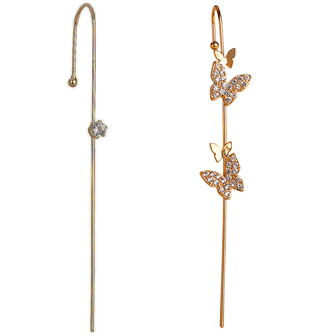 Pack Of Golden Zircon Butterfly and Stud Ear Cuff – Vembley