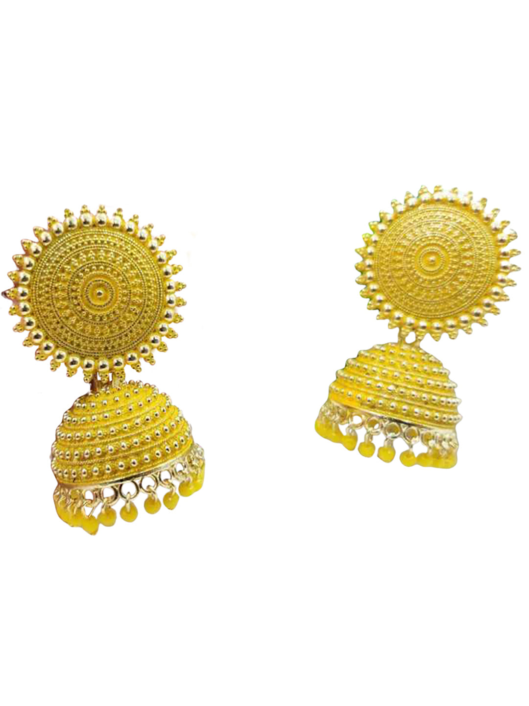 Yellow Pearls Dome Shape Jhumka