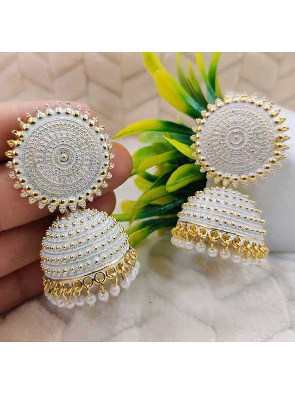 White on sale pearl jhumka