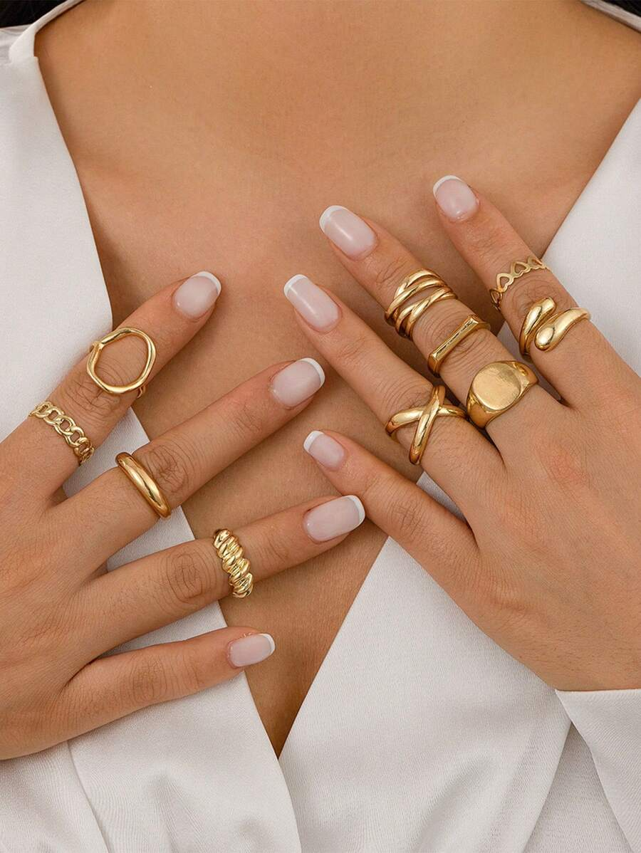 Vembley Gold Plated Trendy Stackable Rings Set Fashion Rings for Women & Girls