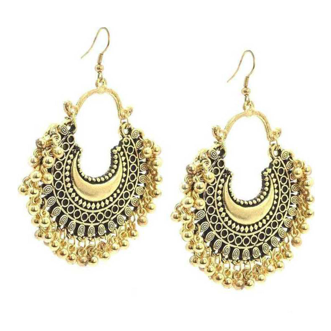Gold Plated nine Piece Ring set and Afghani Golden Chandbali Earring