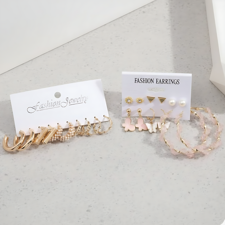 Vembley Pack of 11 Everyday Elegance Gold-Plated Pearl Earrings Combo