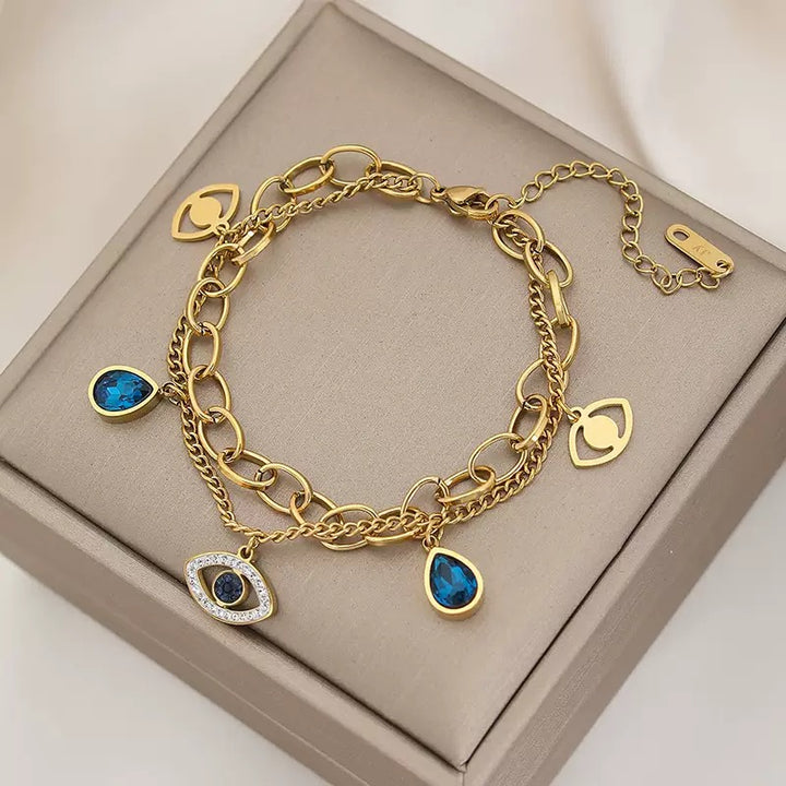 Vembley Fashionable Stainless Steel Devil's Eyes Bracelet For Women & Girls