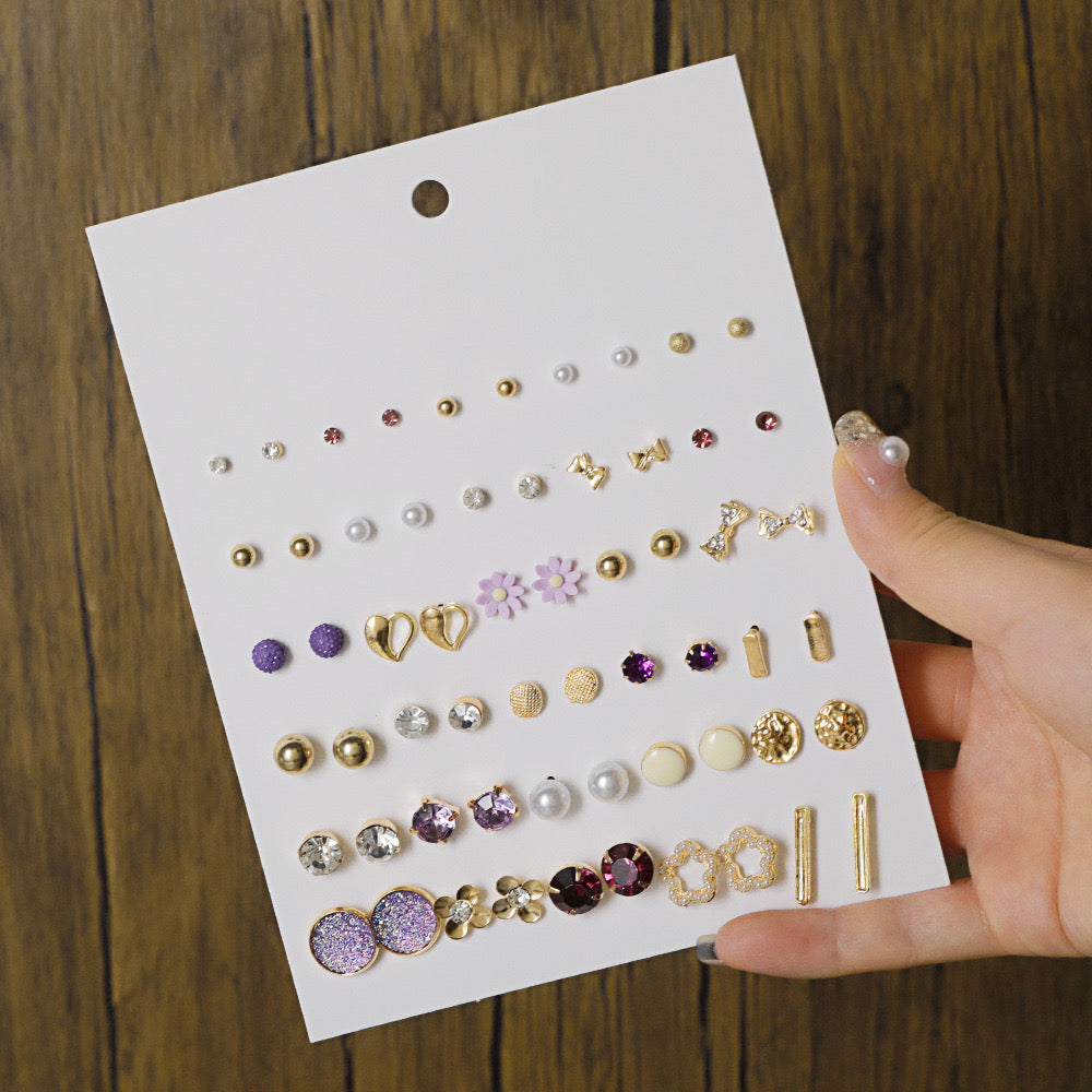 Vembley Gold Plated Multicolor Studs Combo Of 30 Quirky Pairs Of Earrings For Women And Girls