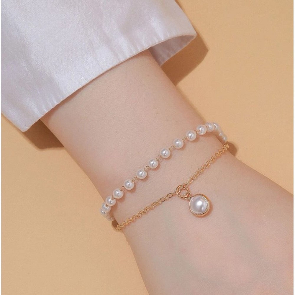 Vembley Combo of 2 Layered Shallow Necklace and bracelet set for Women and girls