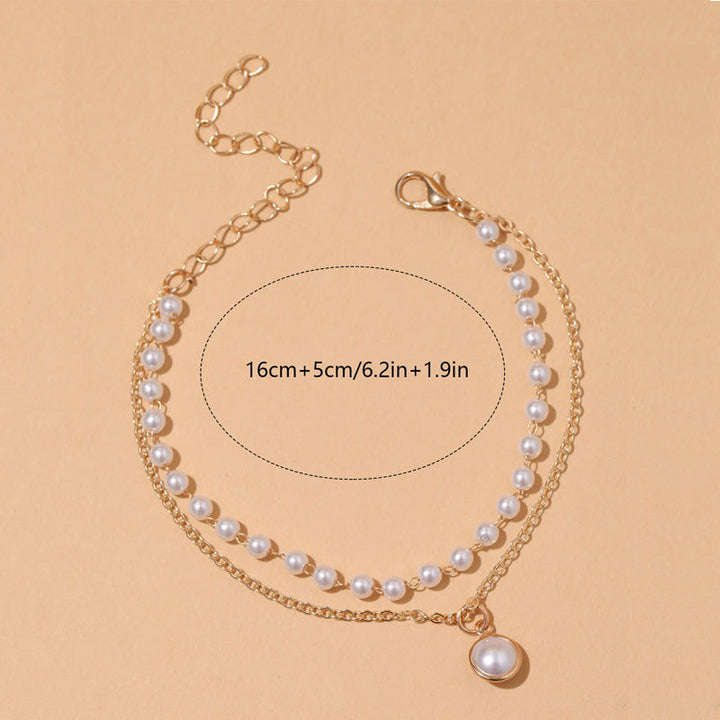 Vembley Trendy Gorgeous Pearl Gold Plated Double Layer Bracelet For Women And Girls