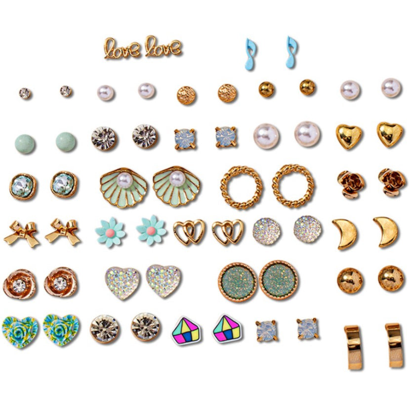 Vembley New Combo Of 30 Quirky Multicolour Stud Earrings For Women