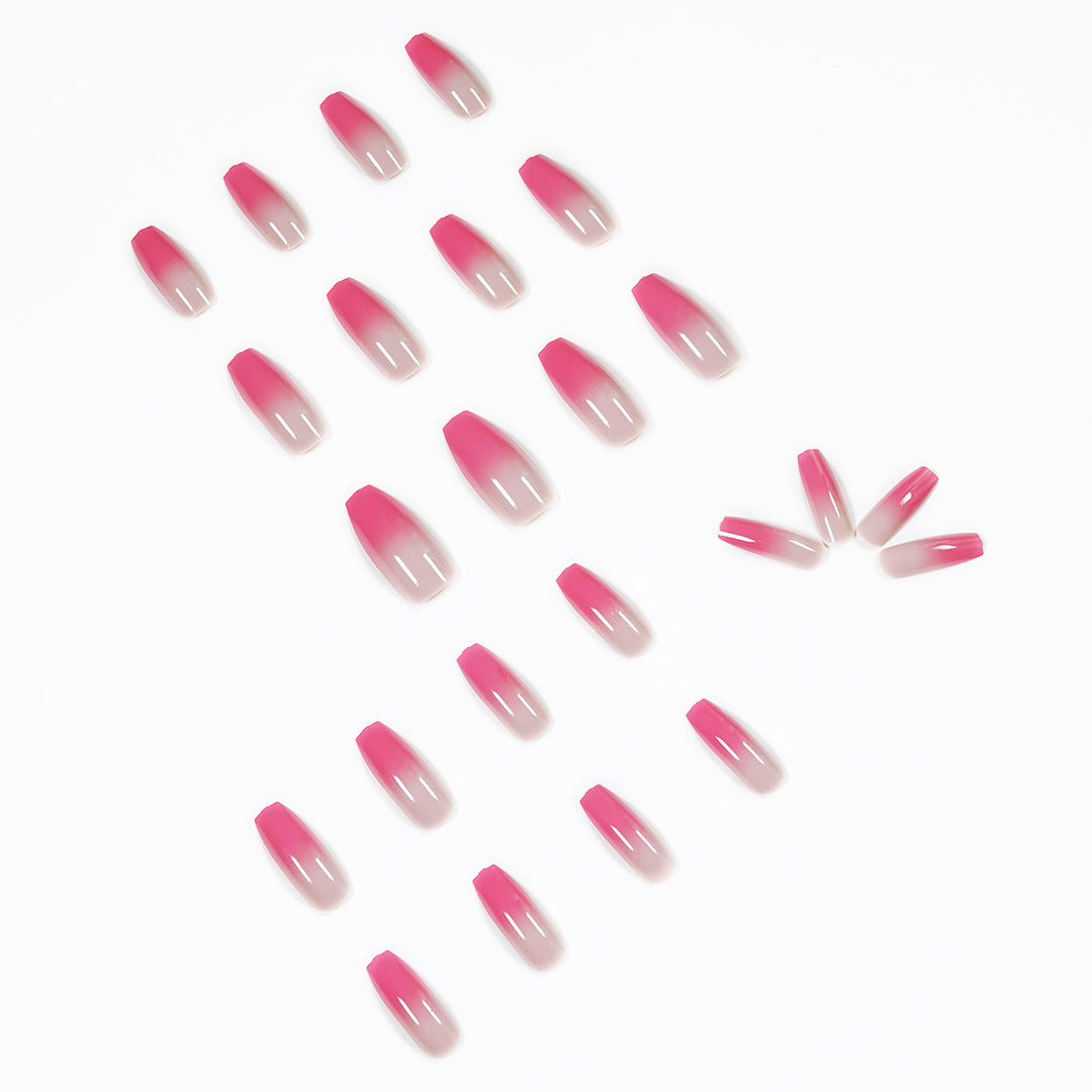 Vembley Set of 24 Artificial Reusable Nails in Pink Ombre design with glue