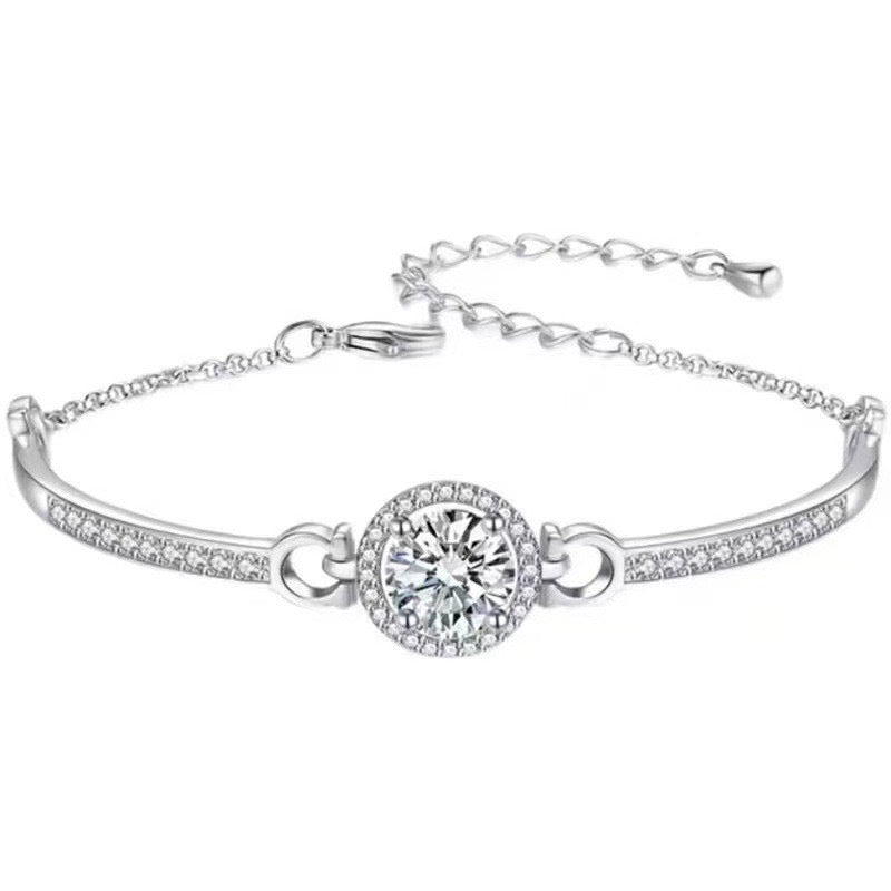 Vembley Stunning Crystal Studded Silver Plated Bracelet For Women And Girls