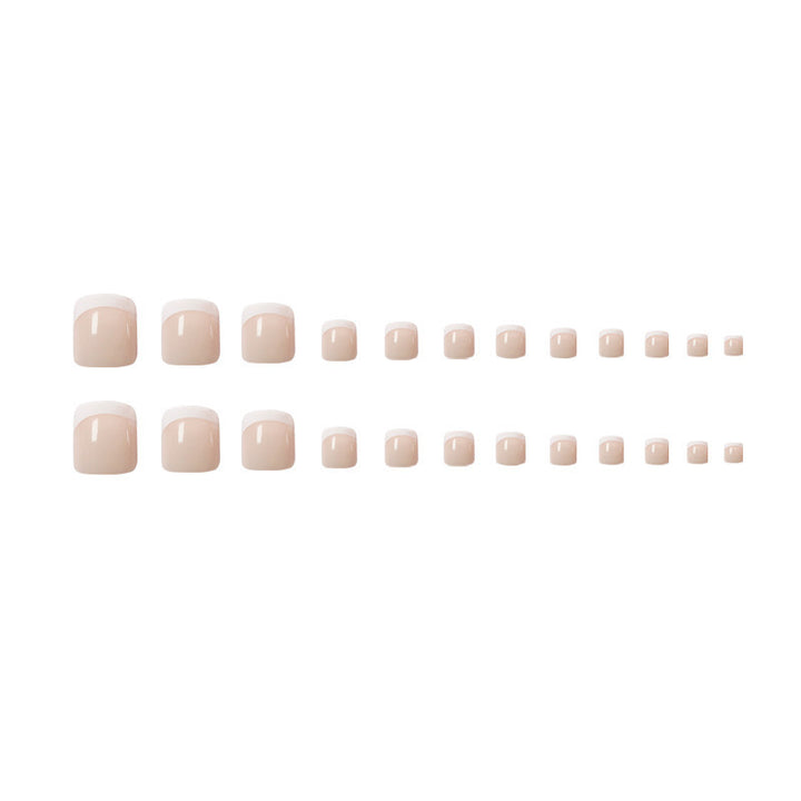 Vembley Set of 24 Artificial Reusable Toe Nails in Natural French Manicure design