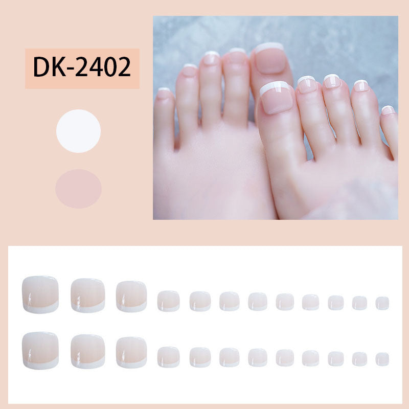 Vembley Set of 24 Artificial Reusable Toe Nails in Natural French Manicure design