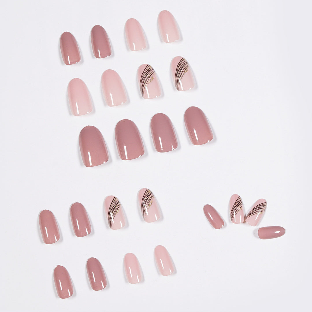 Vembley 24 Pcs Reusable Artificial Pink And Black Trending Press On Nails Fake Nails With Sticker And Glue