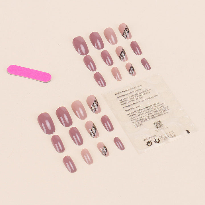 Vembley 24 Pcs Reusable Artificial Pink And Black Trending Press On Nails Fake Nails With Sticker And Glue