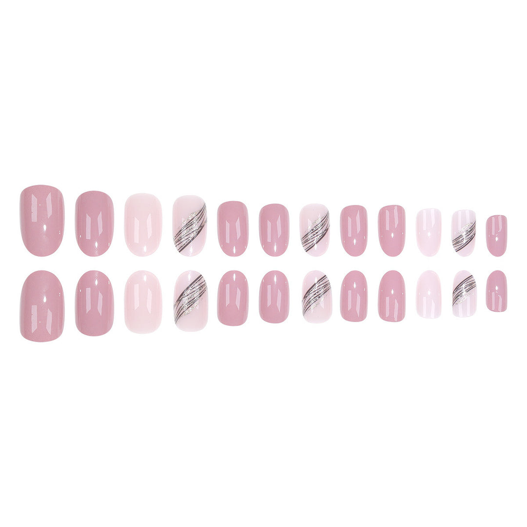 Vembley 24 Pcs Reusable Artificial Pink And Black Trending Press On Nails Fake Nails With Sticker And Glue