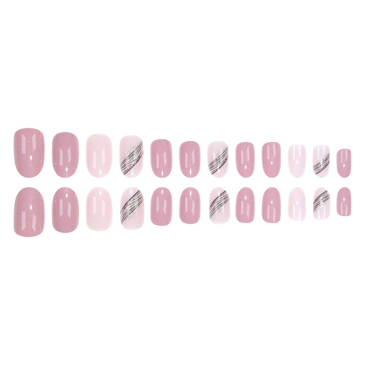 Vembley 24 Pcs Reusable Artificial Pink And Black Trending Press On Nails Fake Nails With Sticker And Glue