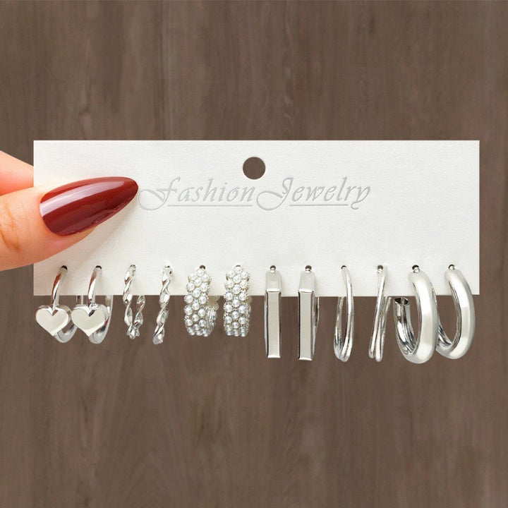 Vembley Combo Of  24 Pairs Silver Plated Hoop And Pearl Earrings For Women And Girls