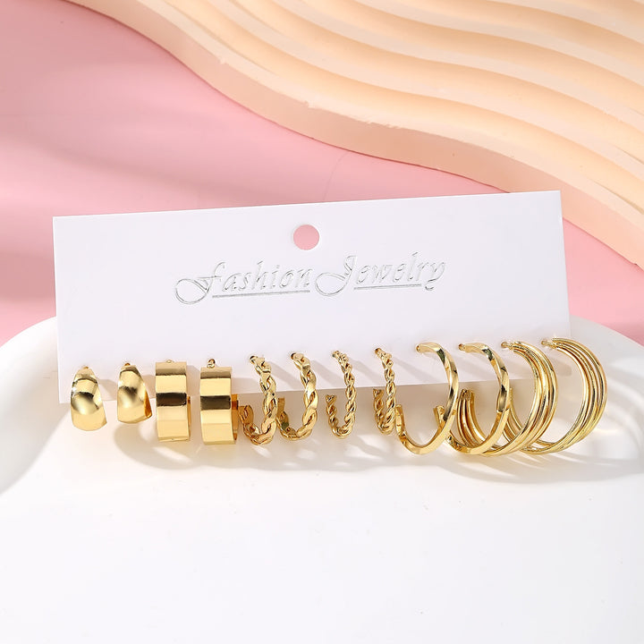 Vembley Combo Of  18 Pairs Gold Plated Hoop And Pearl Earrings For Women And Girls