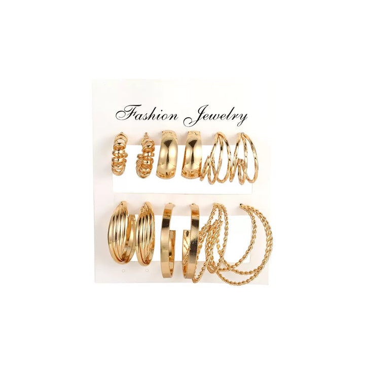 Vembley Trendy 6 Pair Gold-Plated Hoop Earring Combo Set for Women and Girls