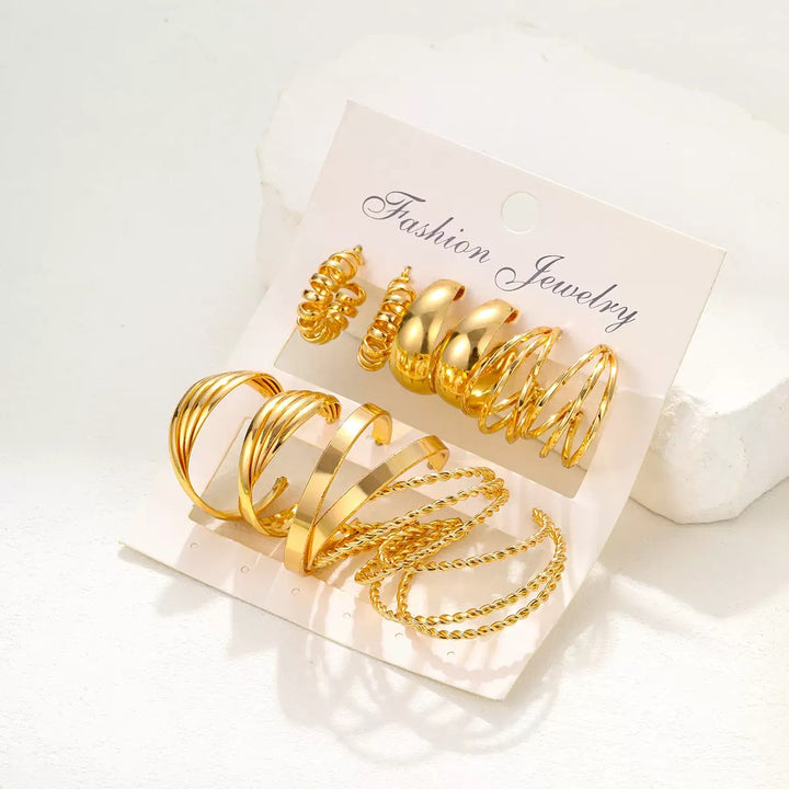 Vembley Trendy 6 Pair Gold-Plated Hoop Earring Combo Set for Women and Girls