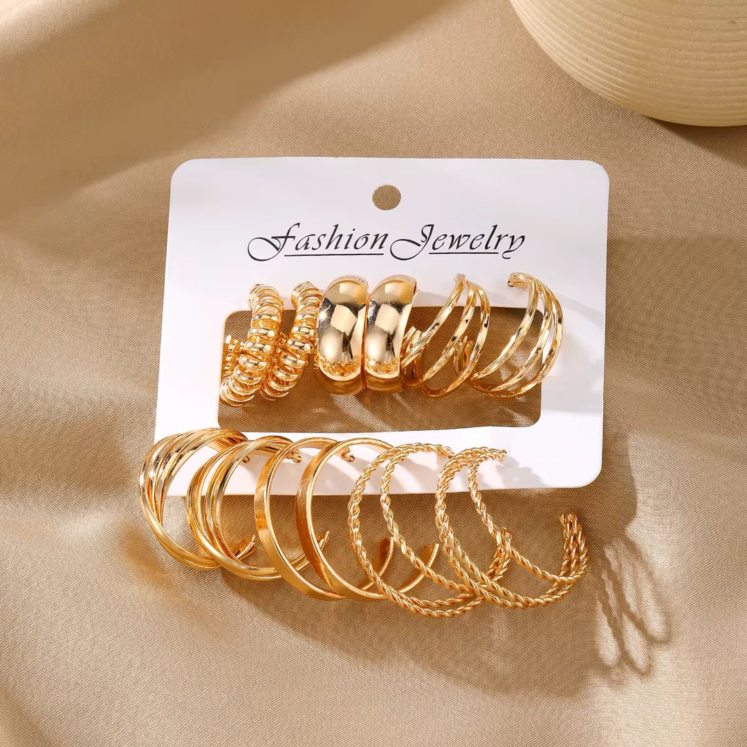 Vembley Trendy 6 Pair Gold-Plated Hoop Earring Combo Set for Women and Girls