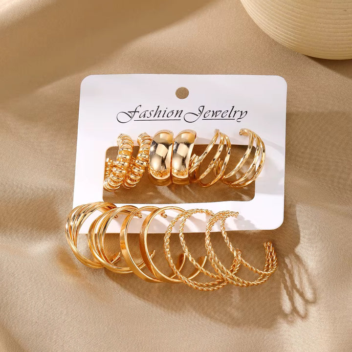 Vembley Trendy 6 Pair Gold-Plated Hoop Earring Combo Set for Women and Girls