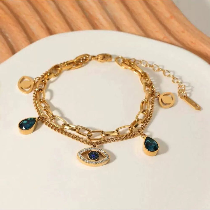 Vembley Fashionable Stainless Steel Devil's Eyes Bracelet For Women & Girls