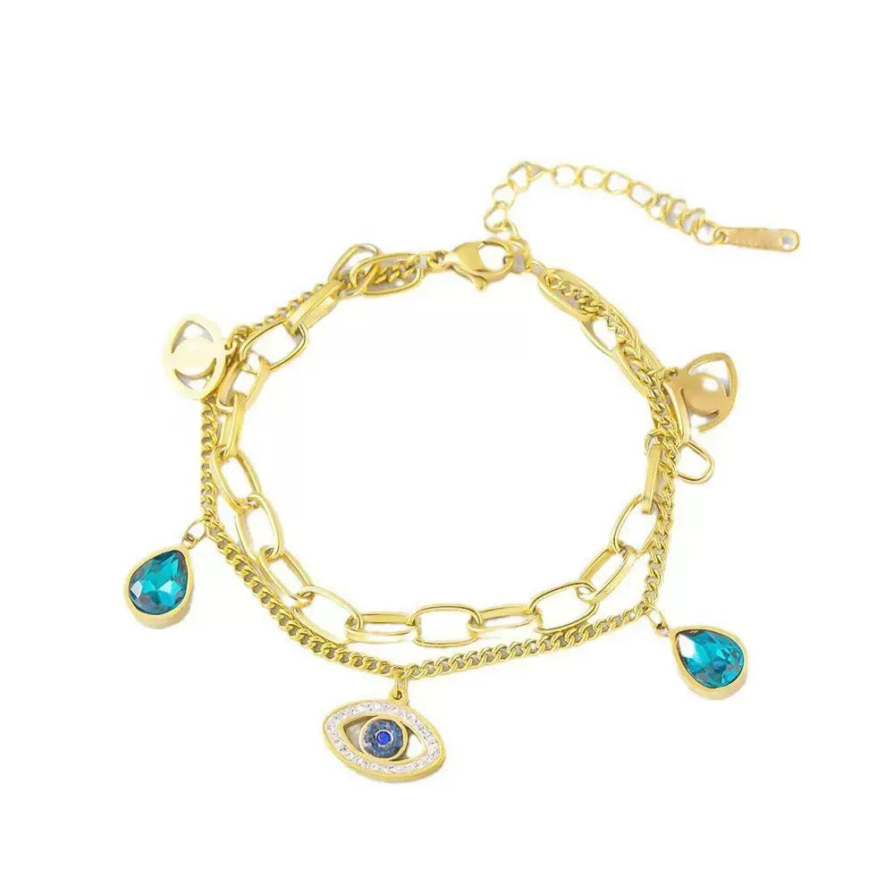 Vembley Fashionable Stainless Steel Devil's Eyes Bracelet For Women & Girls