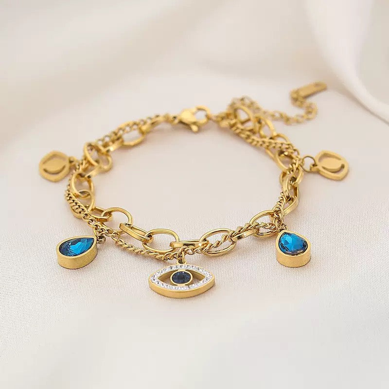 Vembley Fashionable Stainless Steel Devil's Eyes Bracelet For Women & Girls