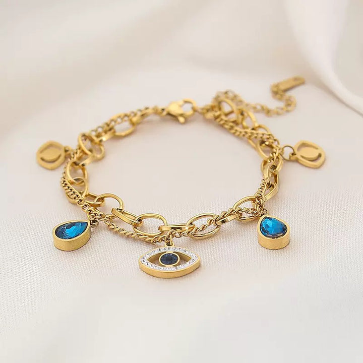 Vembley Fashionable Stainless Steel Devil's Eyes Bracelet For Women & Girls