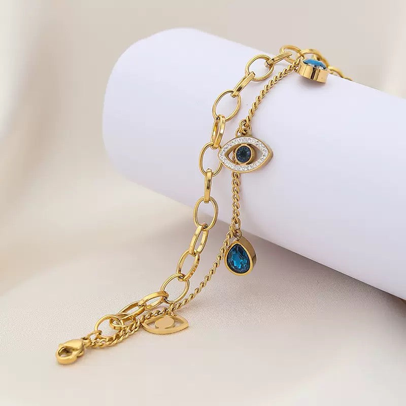 Vembley Fashionable Stainless Steel Devil's Eyes Bracelet For Women & Girls