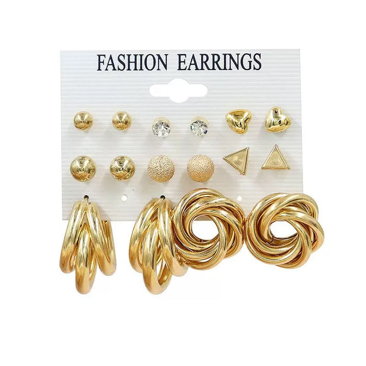 Vembley Golden Luxe Earring Set featuring chic studs, crystal accents, and bold hoops Earrings