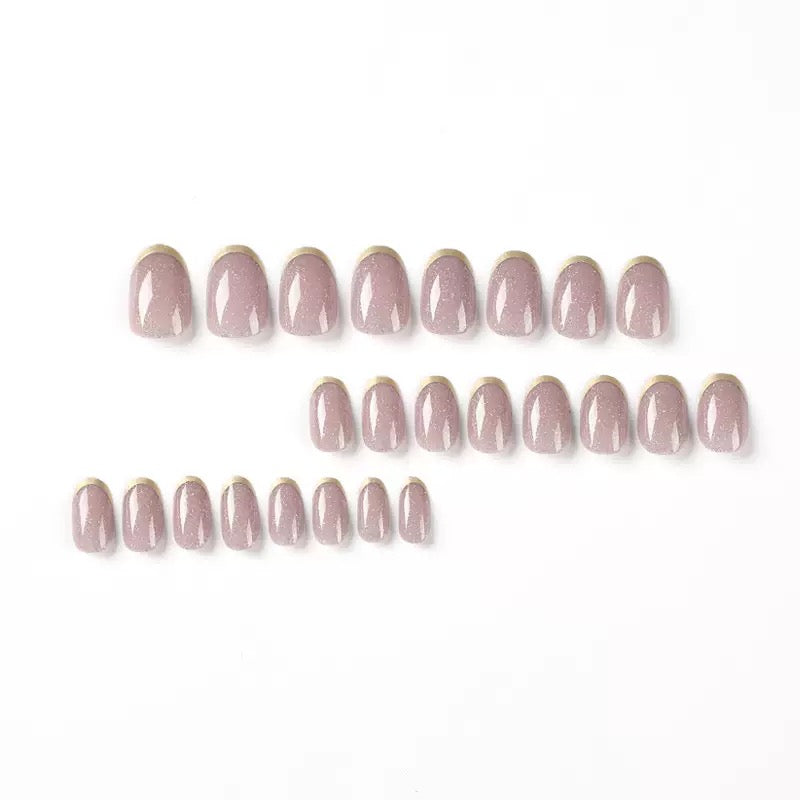 Vembley Set Of 24 Pcs Artificial Nails Glow Short Oval Nude Nails For Elegant French Tip