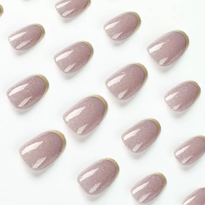Vembley Set Of 24 Pcs Artificial Nails Glow Short Oval Nude Nails For Elegant French Tip