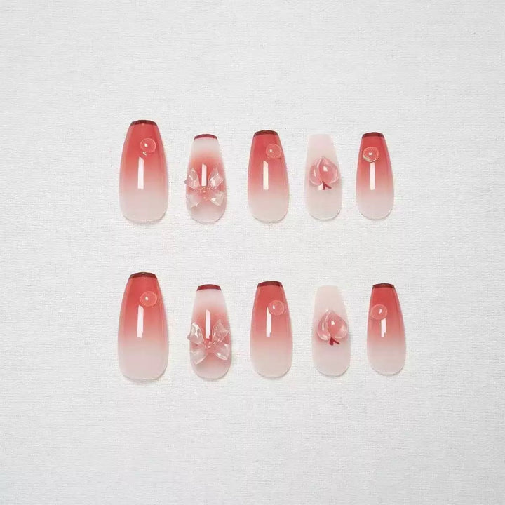 Vembley Deep Cherry Ombre Fake Nails – Glossy Short Square Press-On Nail Set