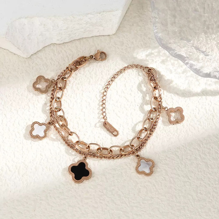 Vembley Luxury Rose Gold Clover Charm Bracelet for Elegant Everyday Fashion Statement