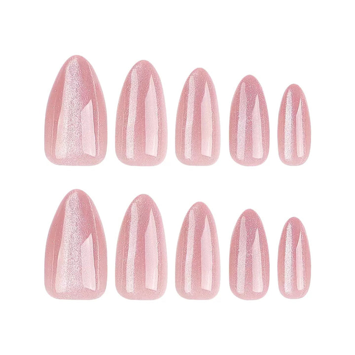 Vembley 30-Piece Reusable Pink Cat Eye Gloss Press On Nails with Glue Set