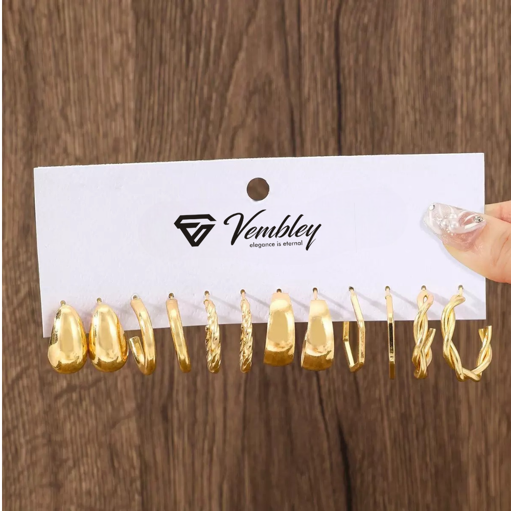 Vembley Combo Of 18 Pair Gold Hoop Pearl Designer Earrings Combo Set for Women