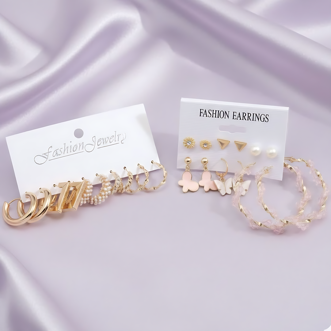 Vembley Pack of 11 Everyday Elegance Gold-Plated Pearl Earrings Combo