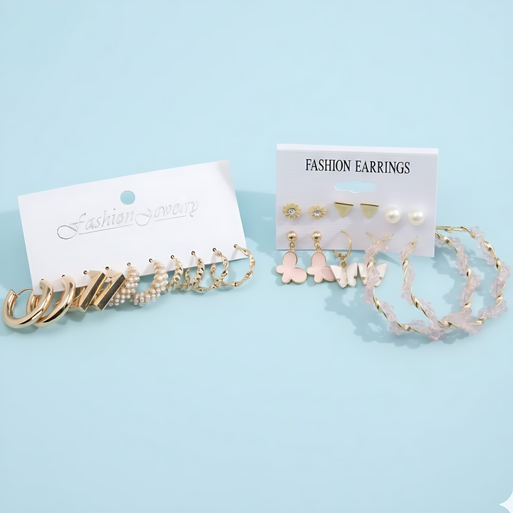 Vembley Pack of 11 Everyday Elegance Gold-Plated Pearl Earrings Combo