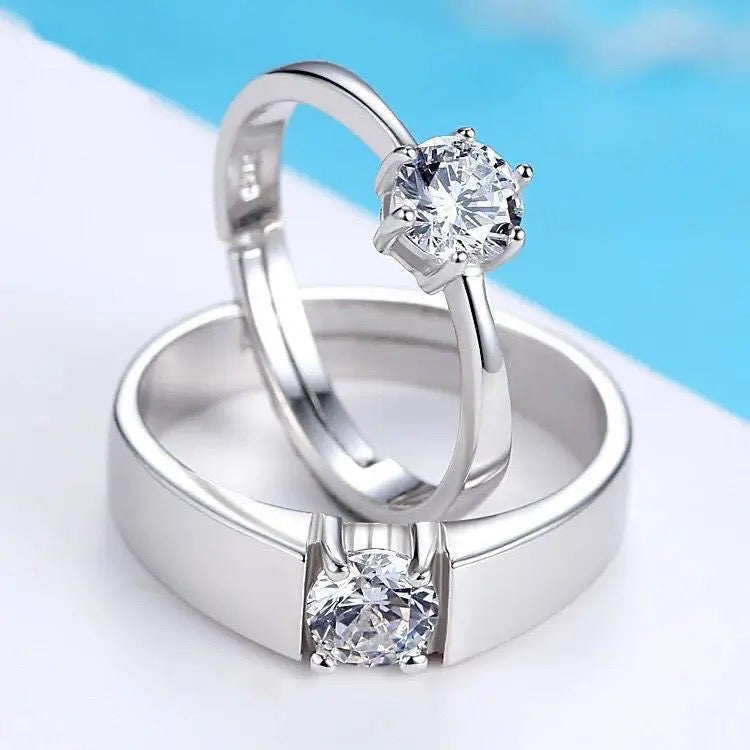 Buyee 925 Sterling Silver Couples Ring Sets White Zircon Simple Ring Finger  for Woman Men Party Wedding Fine Jewelry Circle - AliExpress