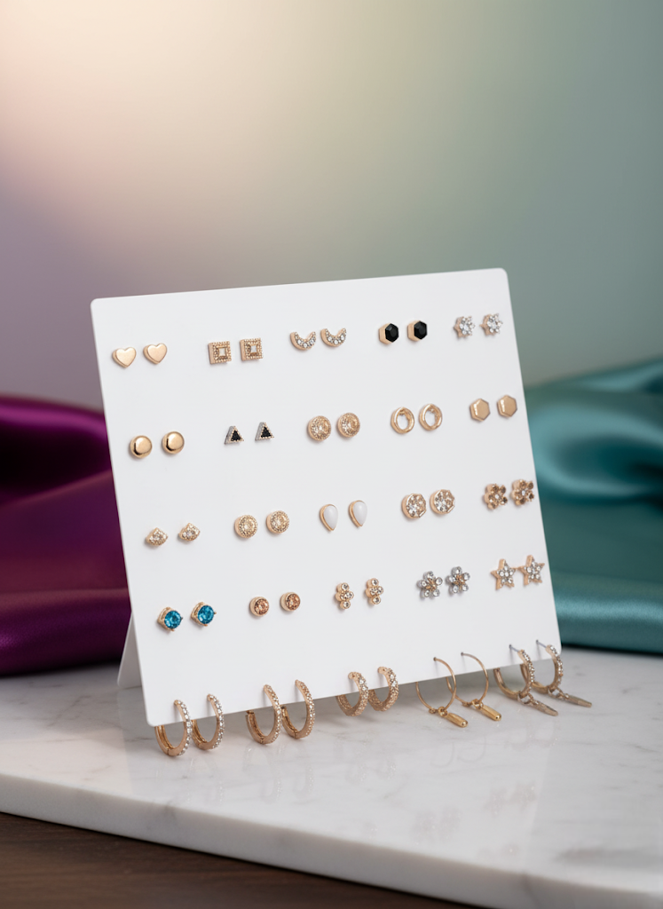 Vembley Trendy 25 Pair Gold Plated Hoop and Stud Earring Combo Set