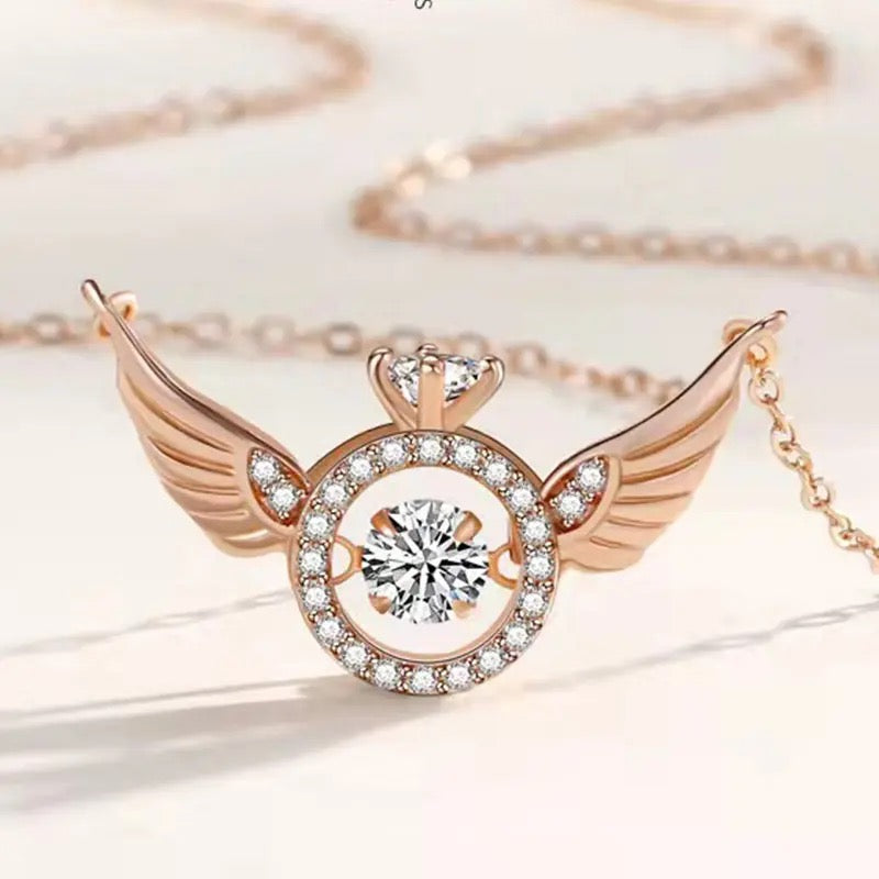 Moving Crystal Angel Wings Necklace