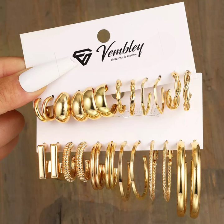 Vembley Gold Plated Trendy Hoop Earrings Combo Set Stylish Earrings for Women & Girls