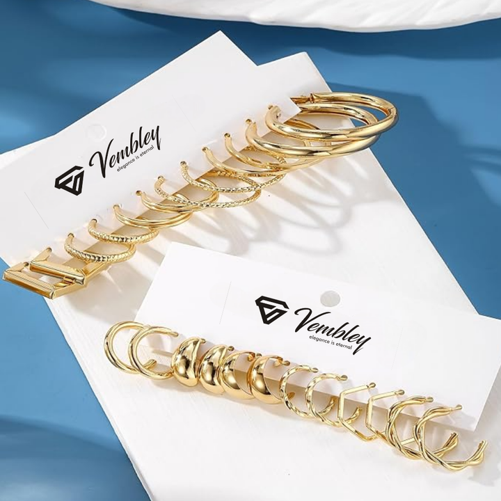Vembley Gold Plated Trendy Hoop Earrings Combo Set Stylish Earrings for Women & Girls