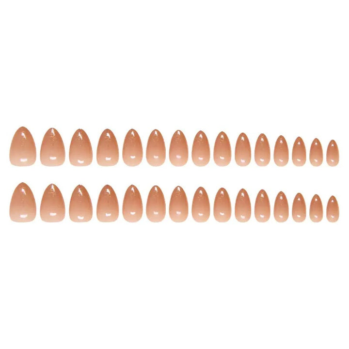 Vembley Nude Peach Glossy Glitter Tip Elegant Almond Shape Press-On Nails